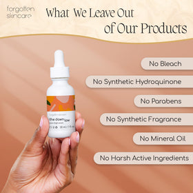 Forgotten Skincare serum applied to bikini line demonstrating gentle use