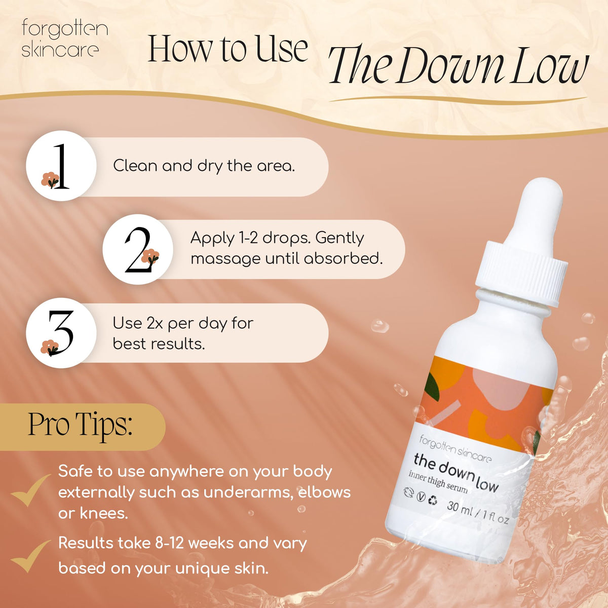 Forgotten Skincare label close-up highlighting key ingredients and benefits