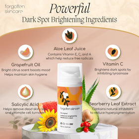 Forgotten Skincare label close-up showing key ingredients and benefits