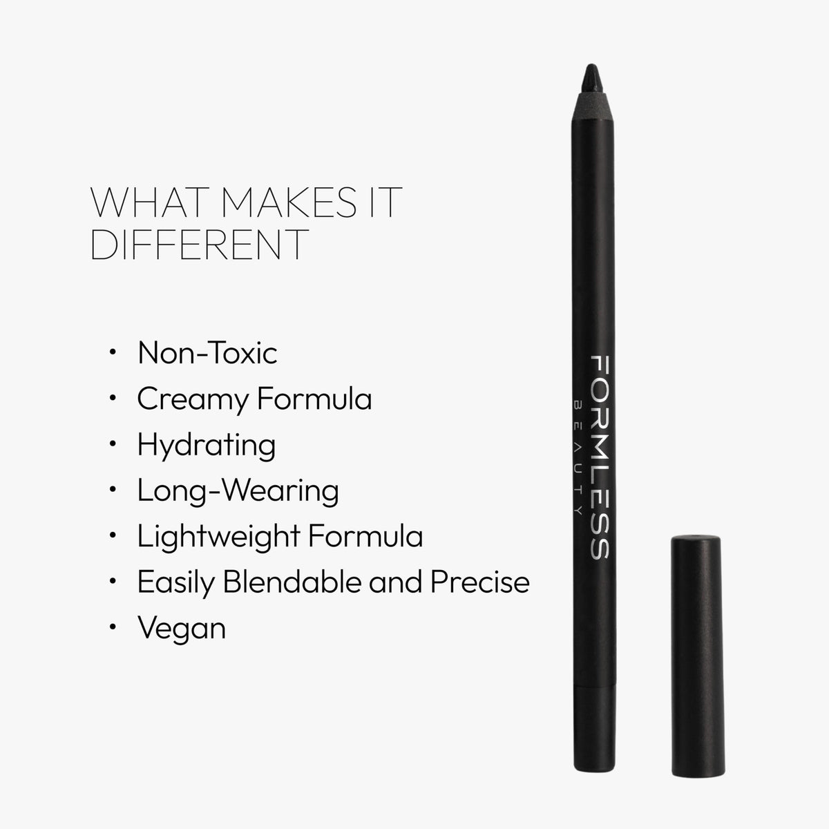 Formless Beauty eyeliner applied on waterline illustrating hydration and defined lash effect