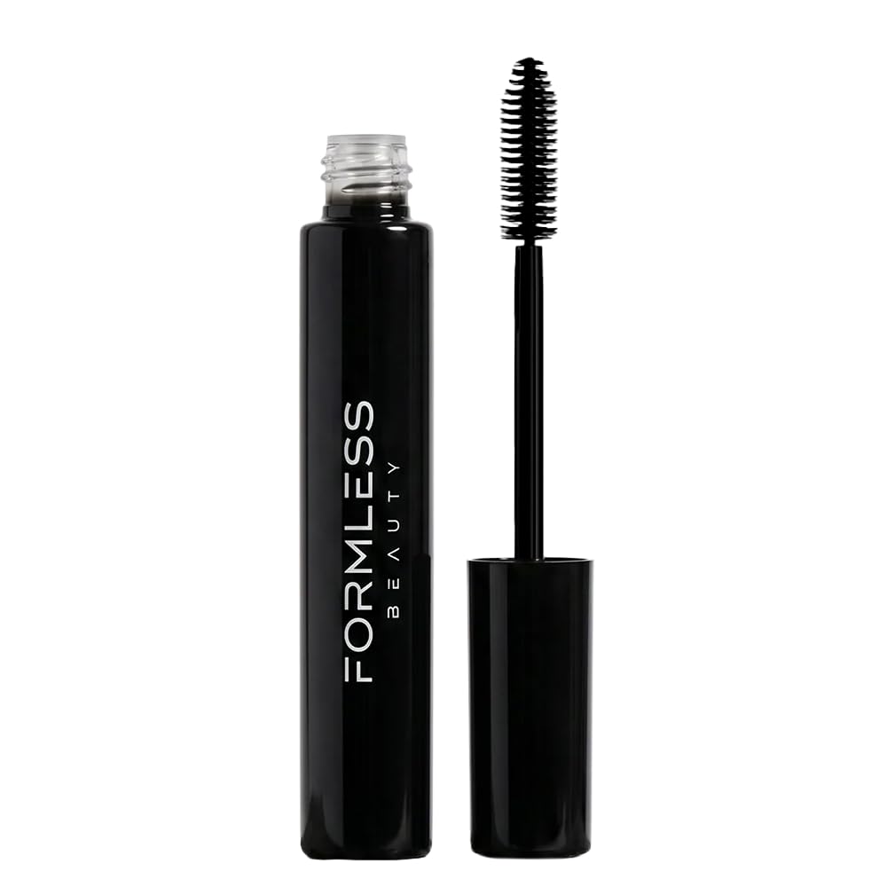 Formless Beauty Elevate Mascara front packaging showing sleek glass tube and label benefit