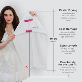 FORMUL-A extended length flat lay displaying extra coverage for long hair benefit