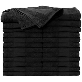ForPro front packaging of 24 black towels showing quantity and size benefits
