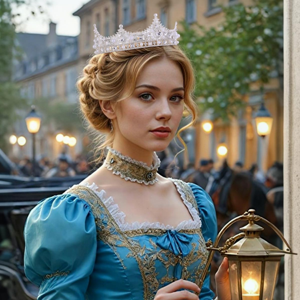 FORSEVEN crown in wedding portrait setting adding vintage baroque drama benefit: photogenic