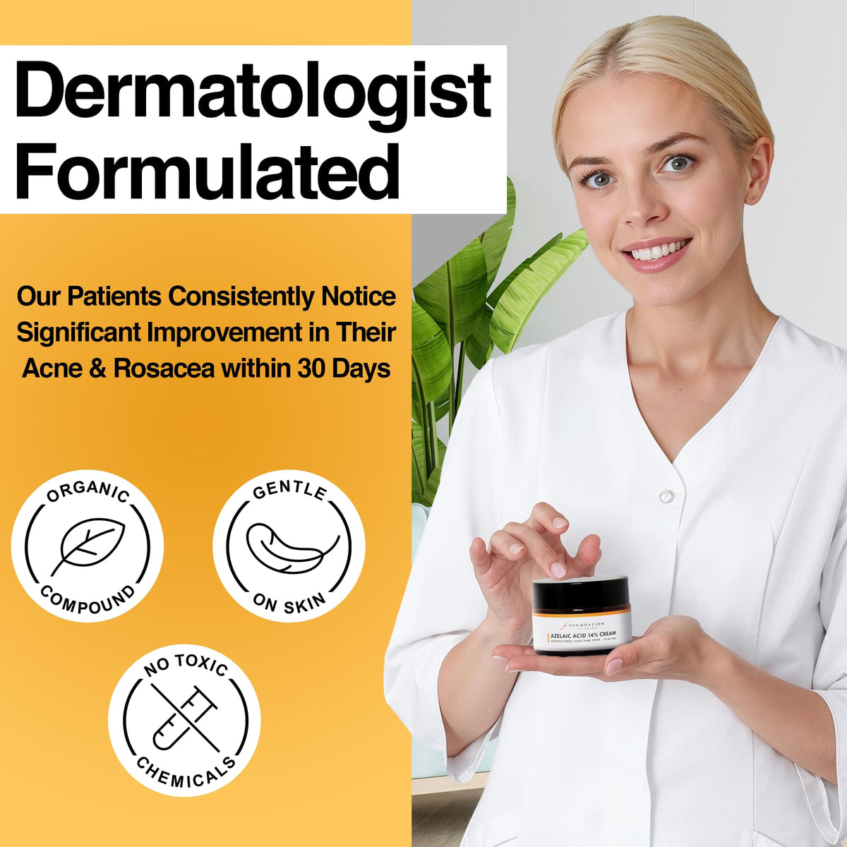 Foundation Skincare ingredient label detail highlighting dermatologist-formula