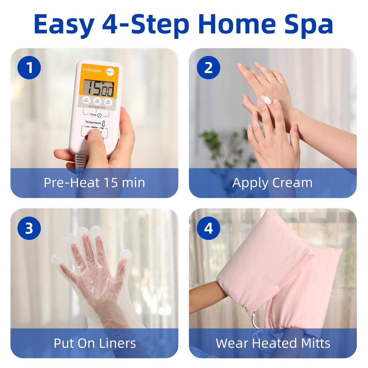 FOWARM mitt beside hand for scale demonstrating 7x10 size and ergonomic fit