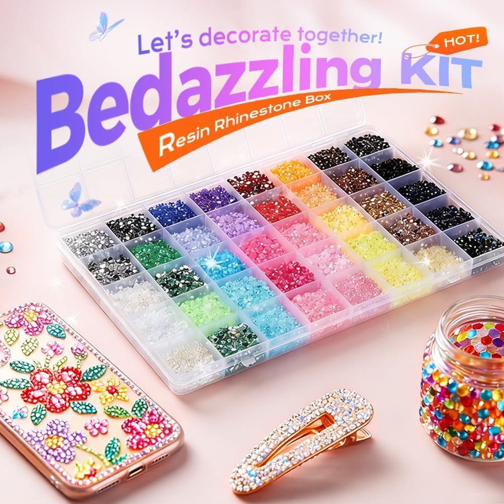 Foxiod close-up of colorful resin rhinestones showcasing sparkle