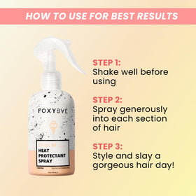 FoxyBae product label highlighting heat protection claims and clean formula