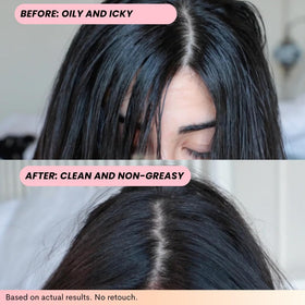 FoxyBae spray texture close-up illustrating lightweight powder that absorbs oil
