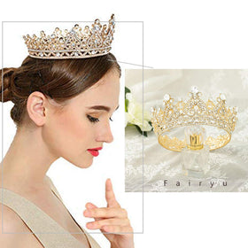 Foyte crown worn by bride in wedding setting adding photogenic elegance