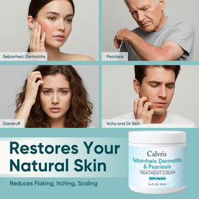 FQMUEV Calvris applied to beard skin showing targeted soothing and hydration