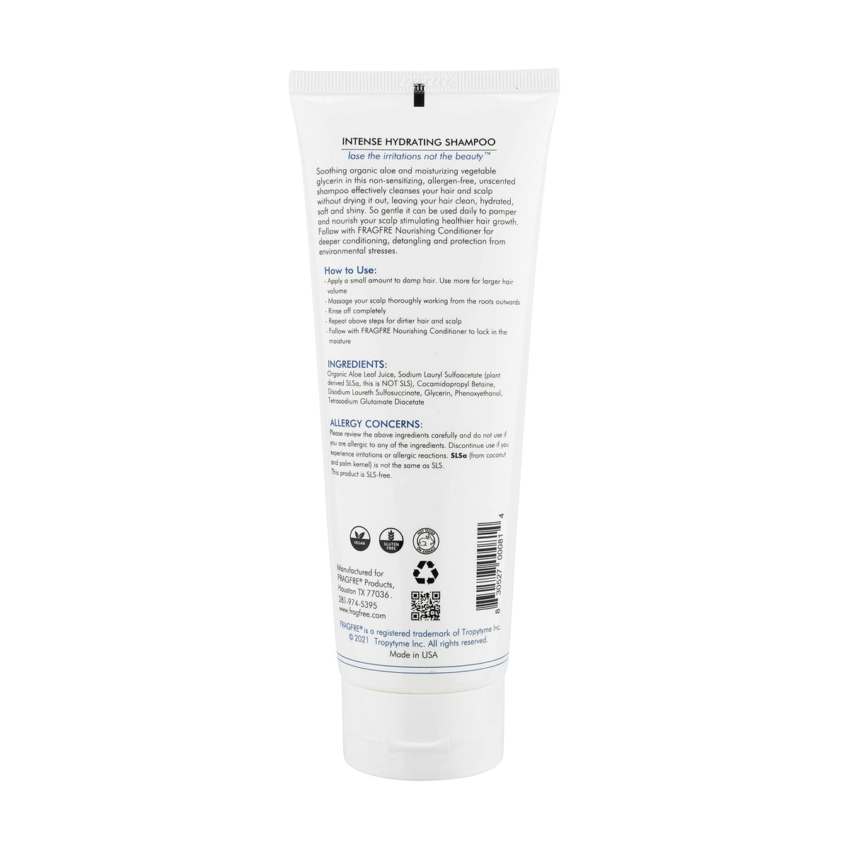 FRAGFRE with aloe leaf highlighting soothing, hydrating ingredient