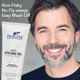 FRAGFRE gel on hands being applied to hair for easy styling