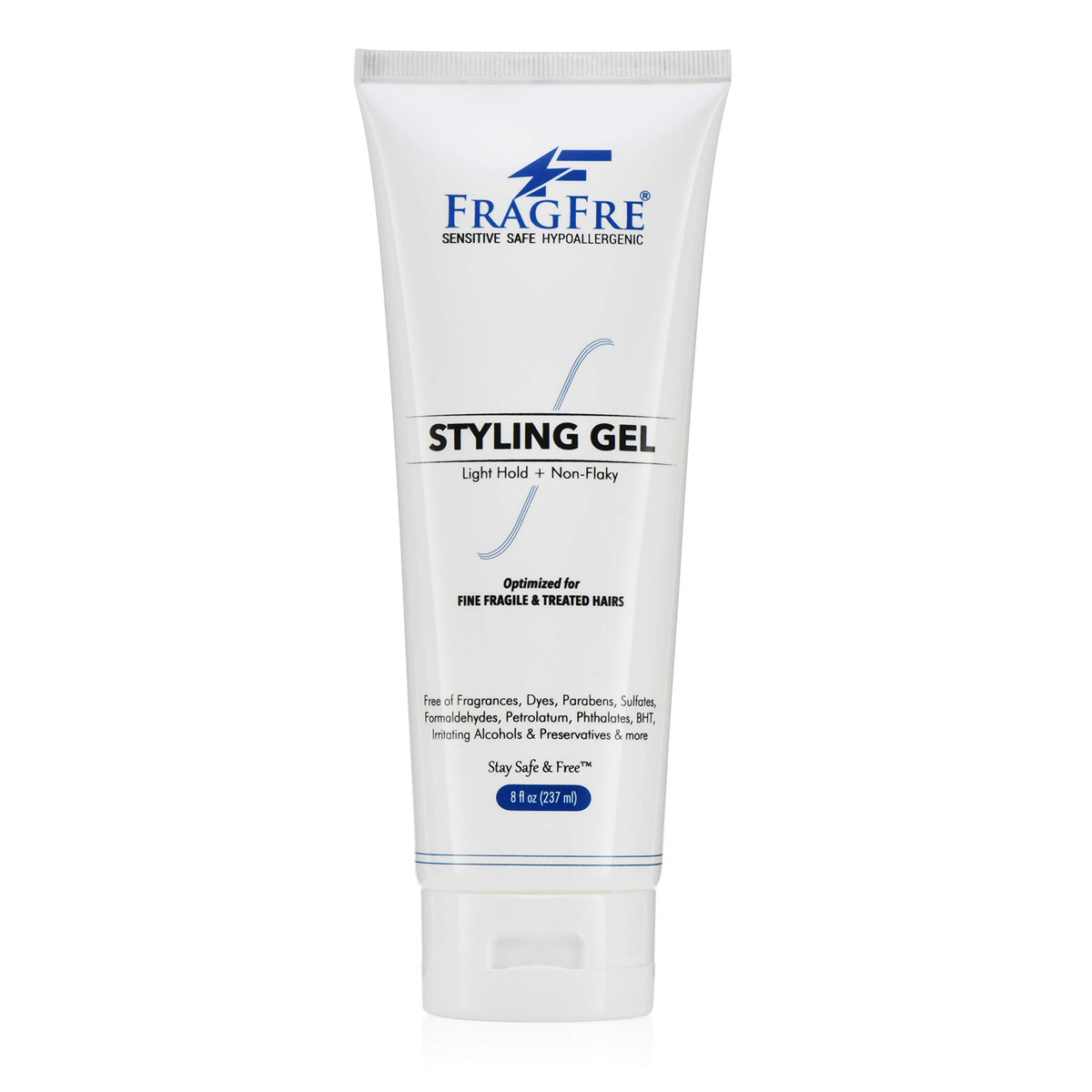 FRAGFRE front packaging showing 8 oz tube and product name, clear benefit of gentle styling
