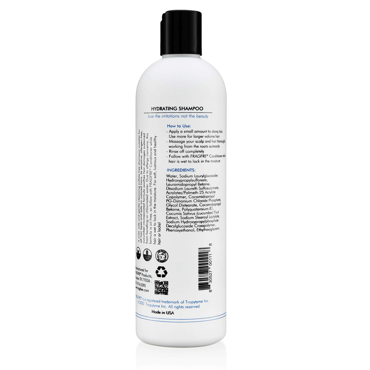 FRAGFRE bottle staged on bathroom shelf showing scent-free daily routine benefit