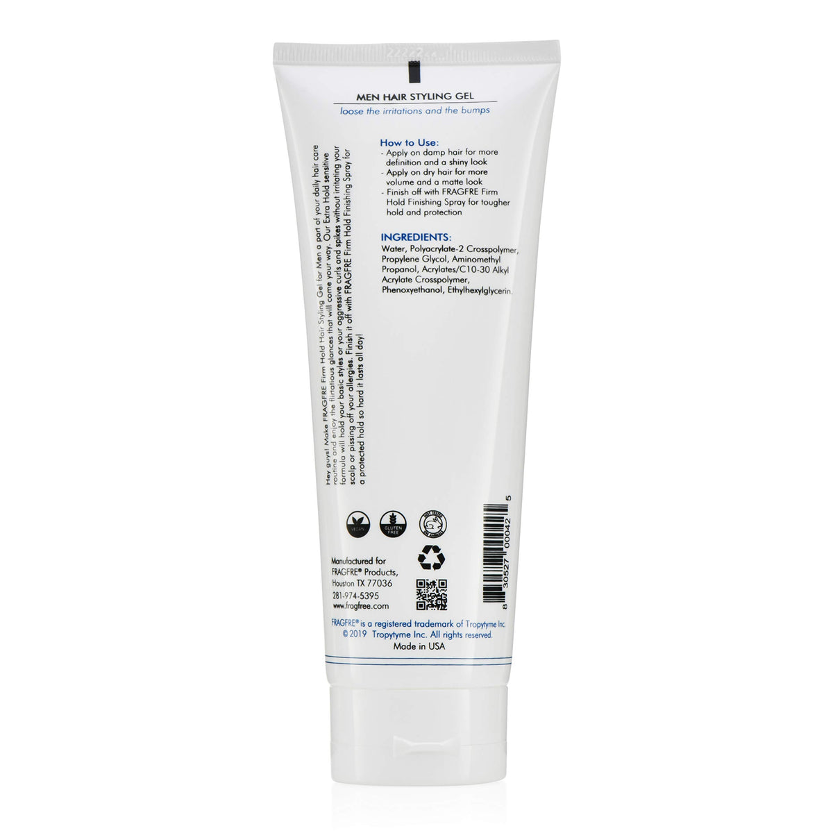 FRAGFRE open tube pouring gel to show clear, odorless consistency