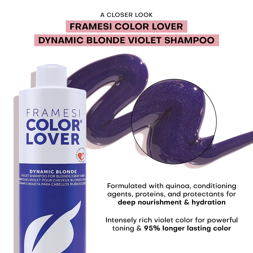 Framesi shampoo lathering in shower to neutralize brass and tone hair