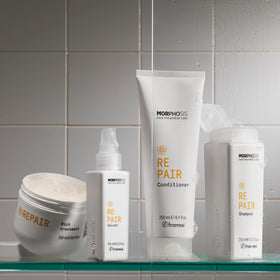 Framesi Morphosis before and after hair photo showing improved smoothness benefit