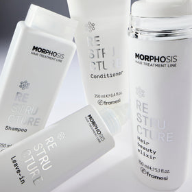FRAMESI Morphosis on bathroom shelf lifestyle scene suggesting daily routine benefit
