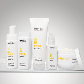 Framesi Morphosis bottle in hand to show size and travel-friendly benefit