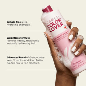 Framesi shampoo texture and lather illustrating moisturizing foam