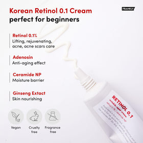 FRANKLY ingredient label close-up emphasizing ceramides, retinol, and ginseng for informed shoppers