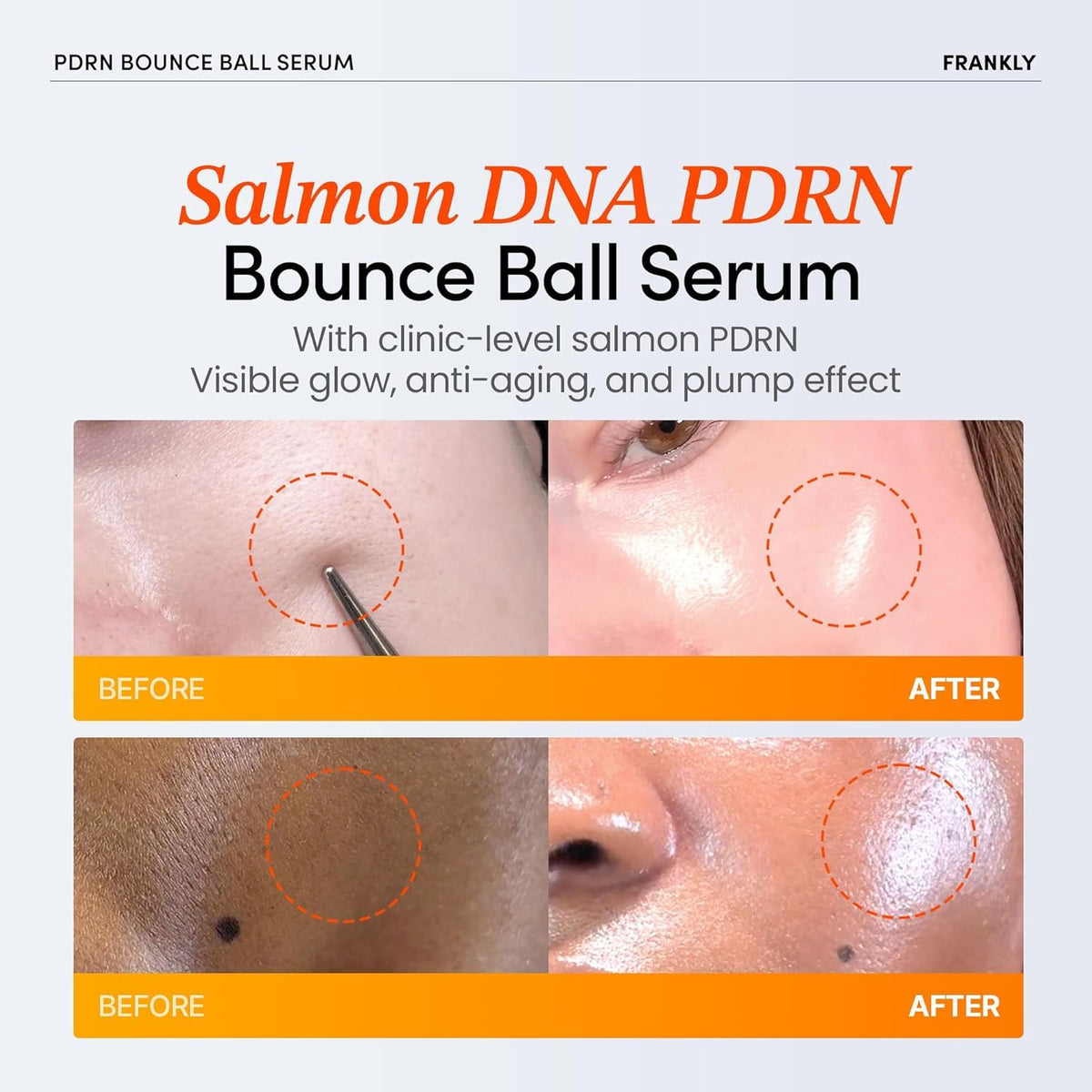 FRANKLY serum texture droplet on fingertip demonstrating lightweight absorption