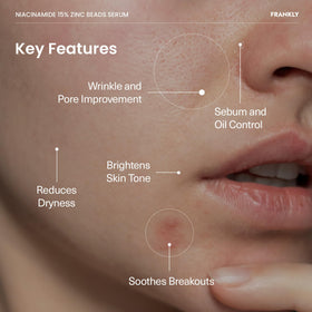 FRANKLY applying serum to cheek with fingertips for targeted pore refinement
