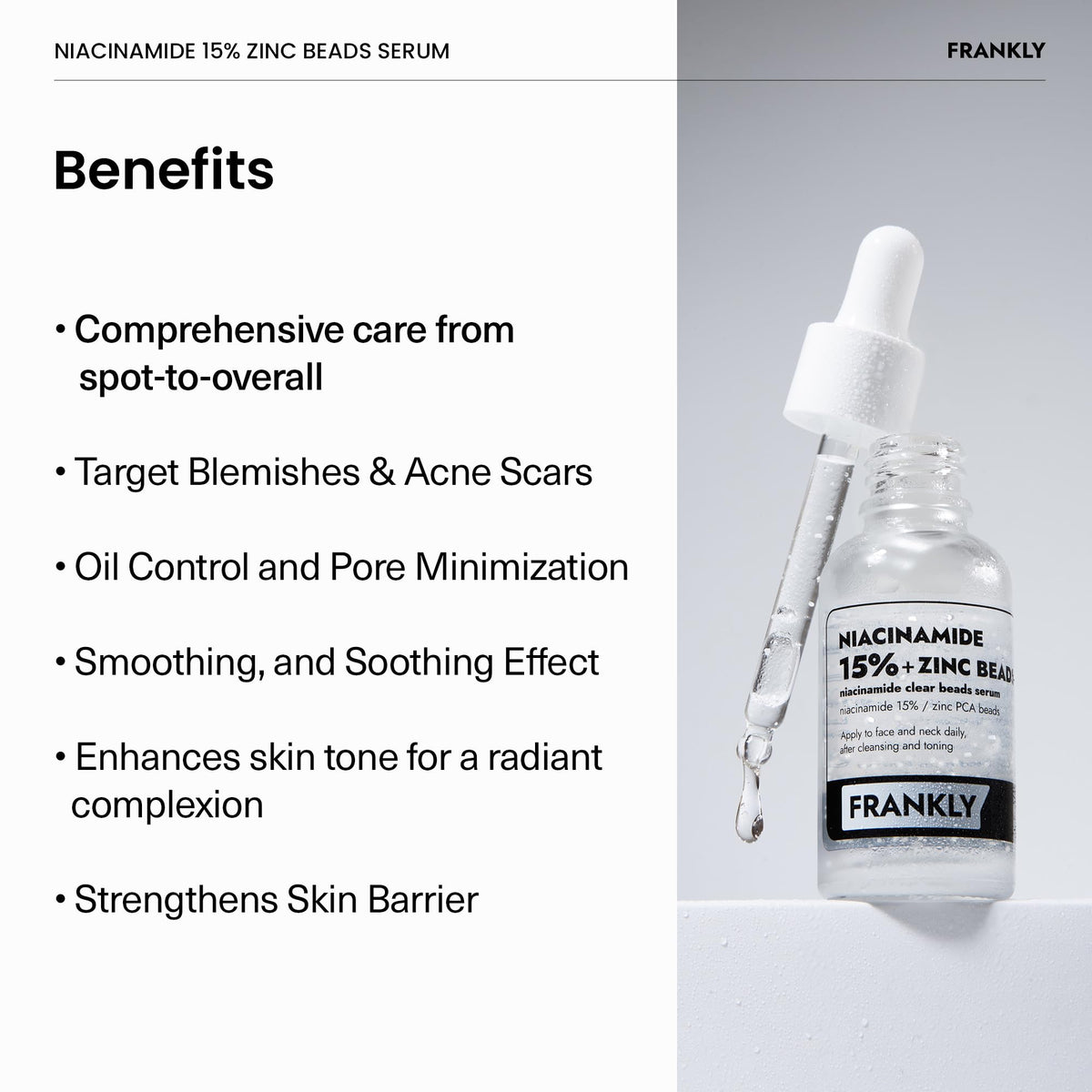 FRANKLY absorbed serum on skin highlighting featherlight matte finish and comfort