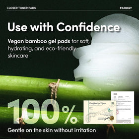 FRANKLY pad used after cleansing in bathroom demonstrating quick texture prep