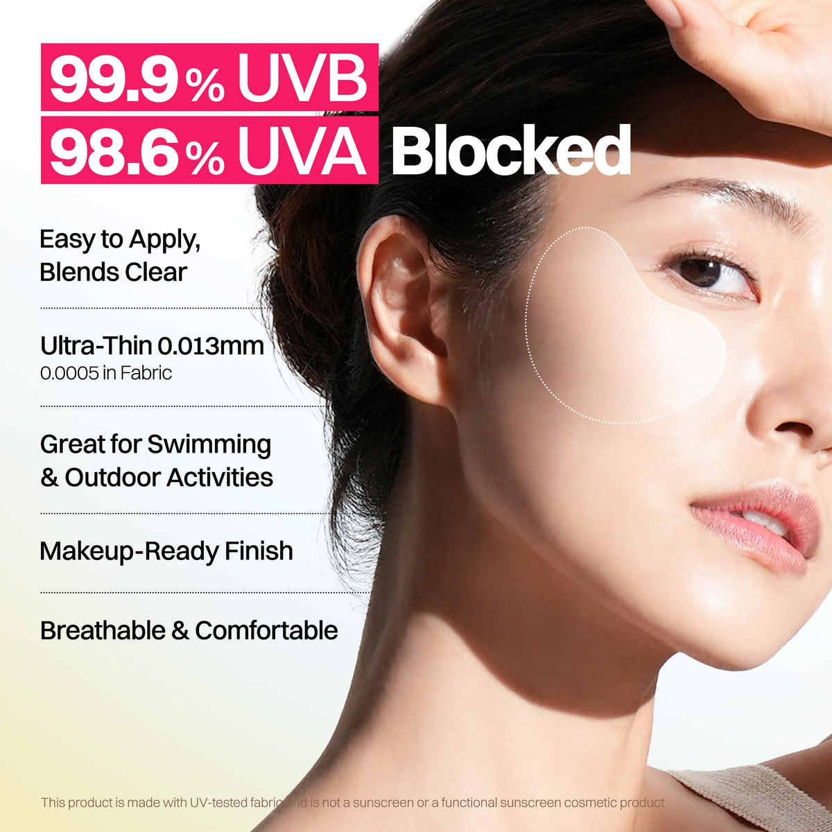 FRANZ patch applied to cheek demonstrating UPF 50+ targeted protection