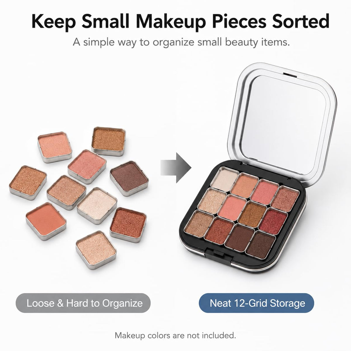 FRCOLOR palette inside a makeup bag showing travel convenience