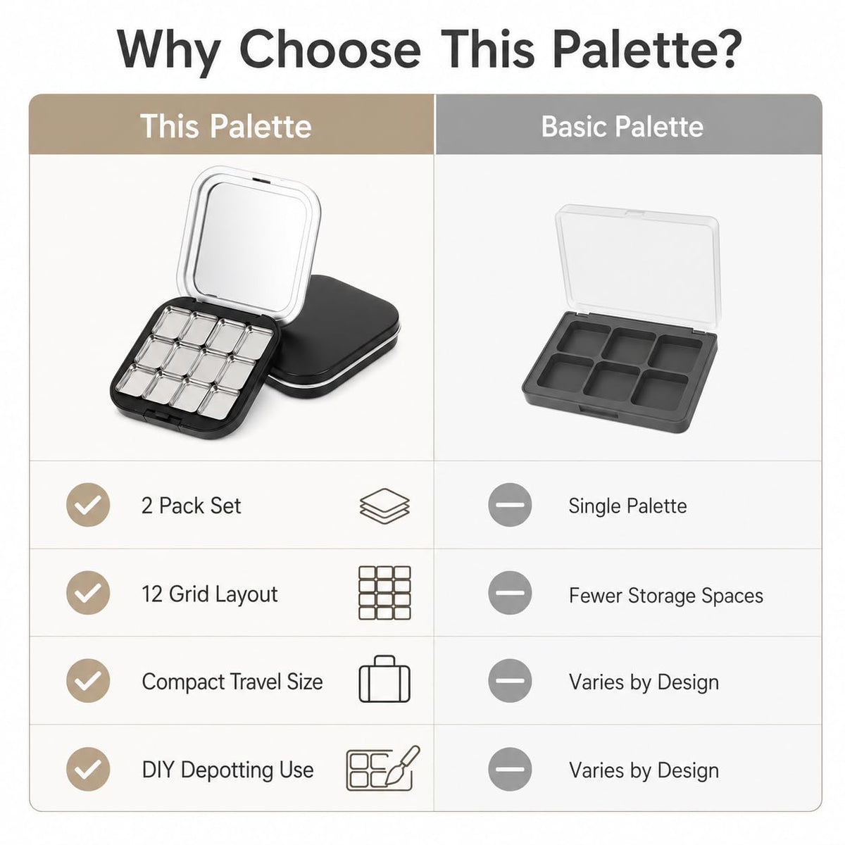 FRCOLOR two palettes side by side offering double storage versatility