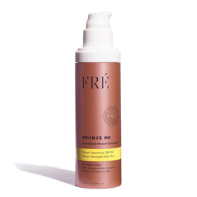 FRÉ BRONZE ME front packaging showing tinted mineral sunscreen and SPF 50 protection