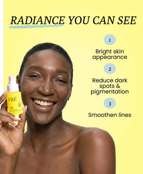 FRÉ dropper dispensing serum from bottle highlighting precise application benefit