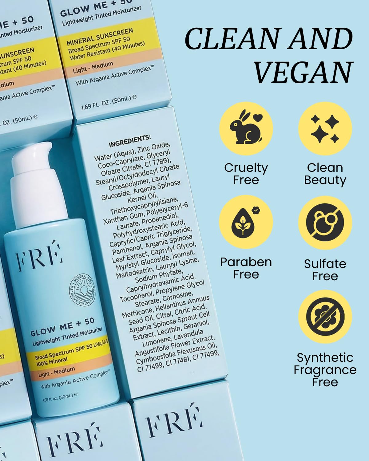 FRÉ Argania Active Complex ingredients visual emphasizing skin support