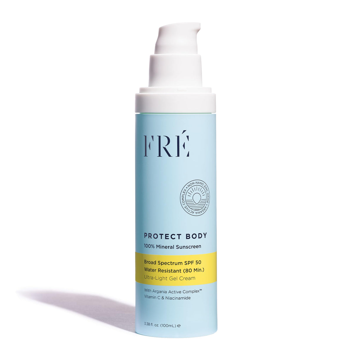FRÉ front packaging showing SPF 50 and reef-safe benefit