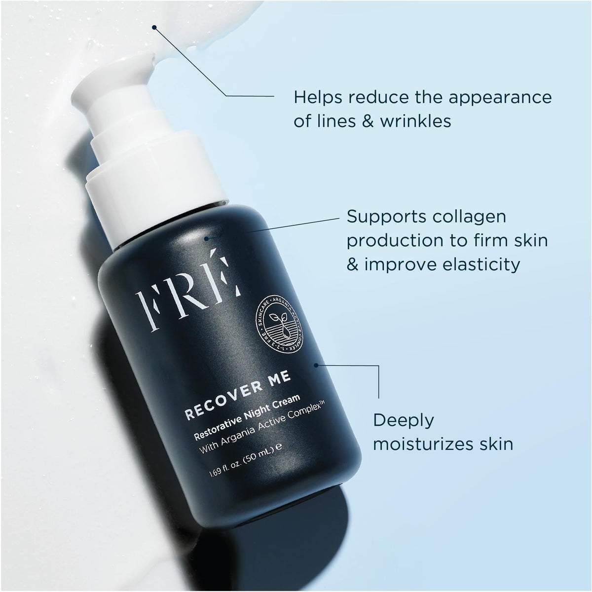 FRÉ Recover Me pump dispenser detail for hygienic, precise nightly application