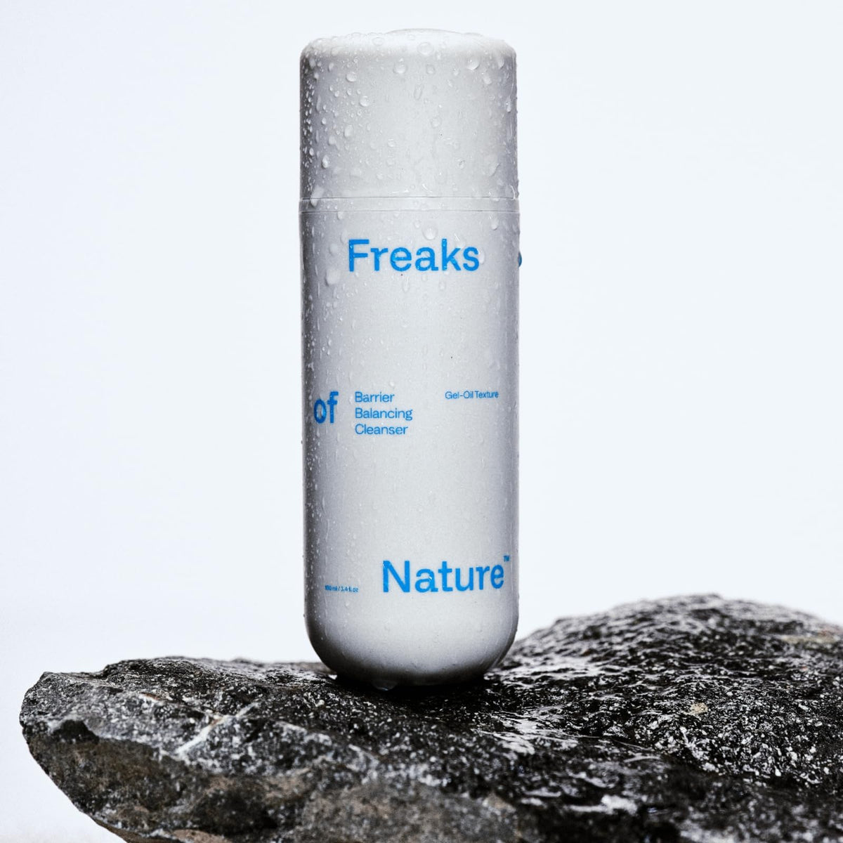 Freaks of Nature emulsified foam on skin illustrating gentle rinse-off benefit