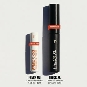 Freck Beauty texture swatches on skin demonstrating buildable pigment