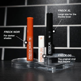 Freck Beauty Freck XL label closeup showing clean, vegan claims and ingredient clarity
