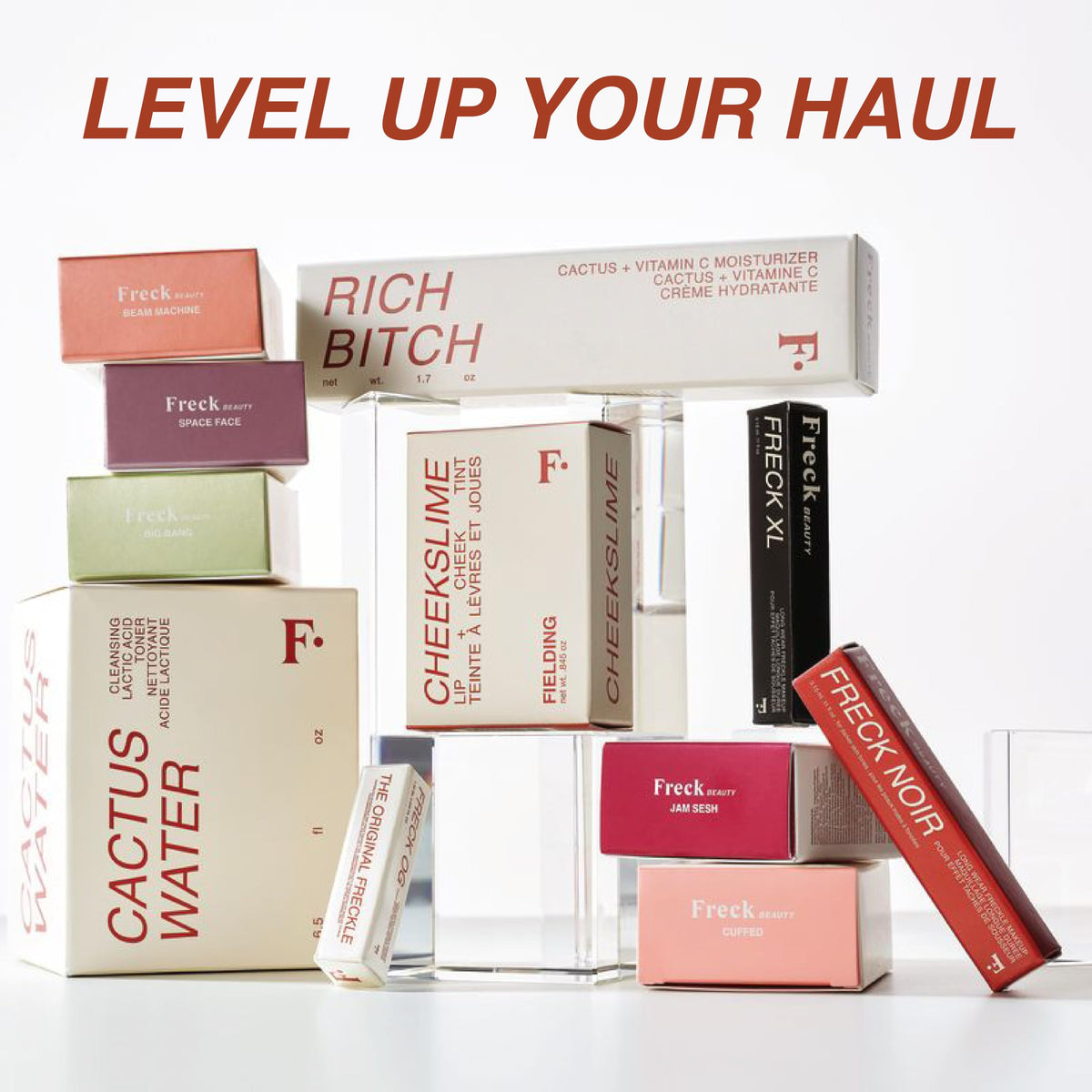 Freck Beauty Freck XL sitting inside a makeup bag ready for daily or travel use