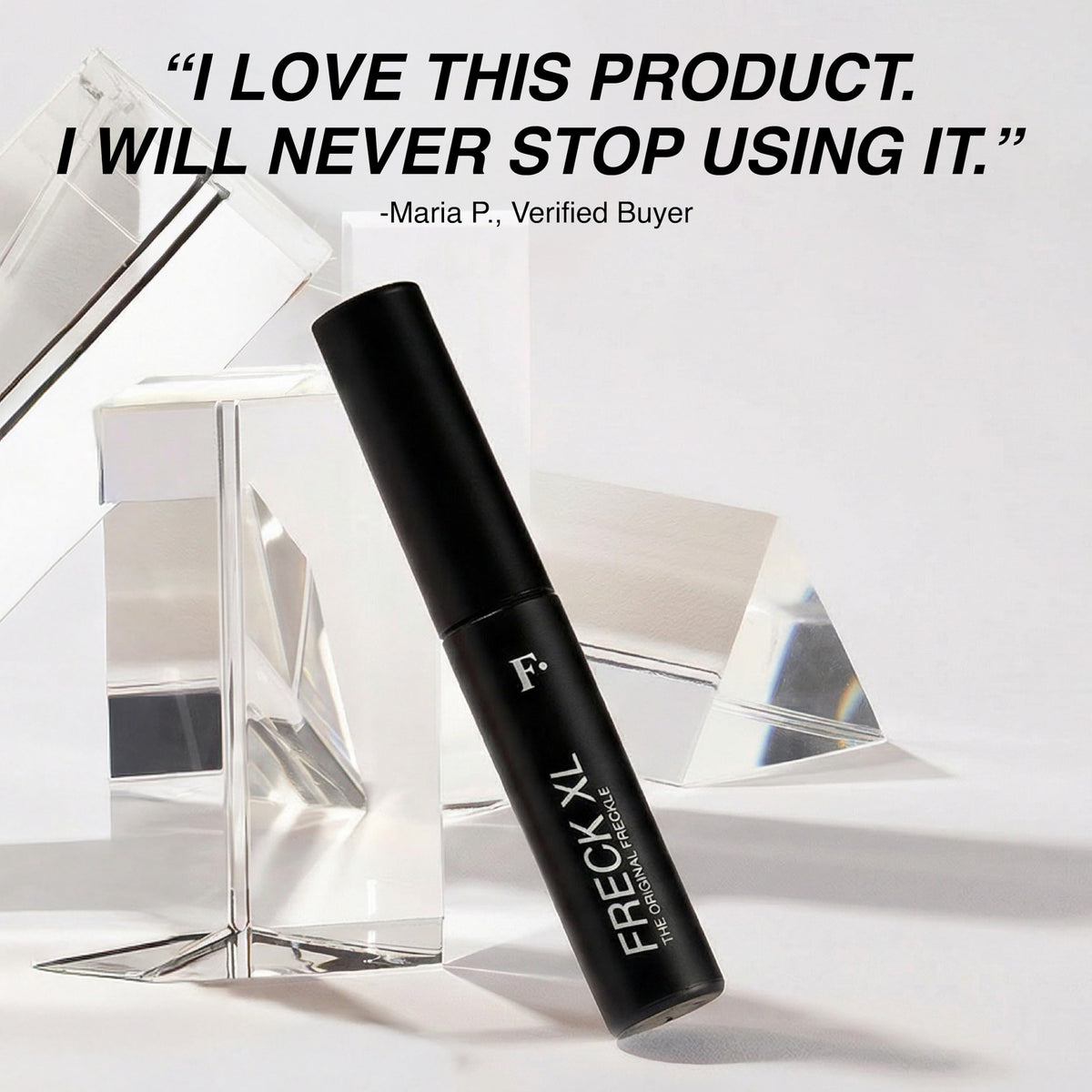 Freck Beauty Freck XL texture drop on hand highlighting creamy formula and blendability