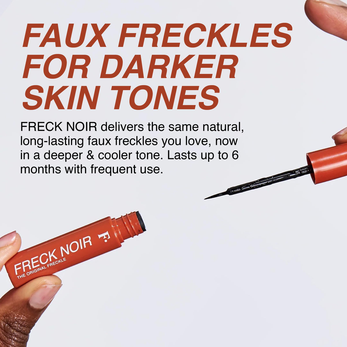 Freck Beauty NOIR ultra-fine brush tip close-up enabling precise freckle placement