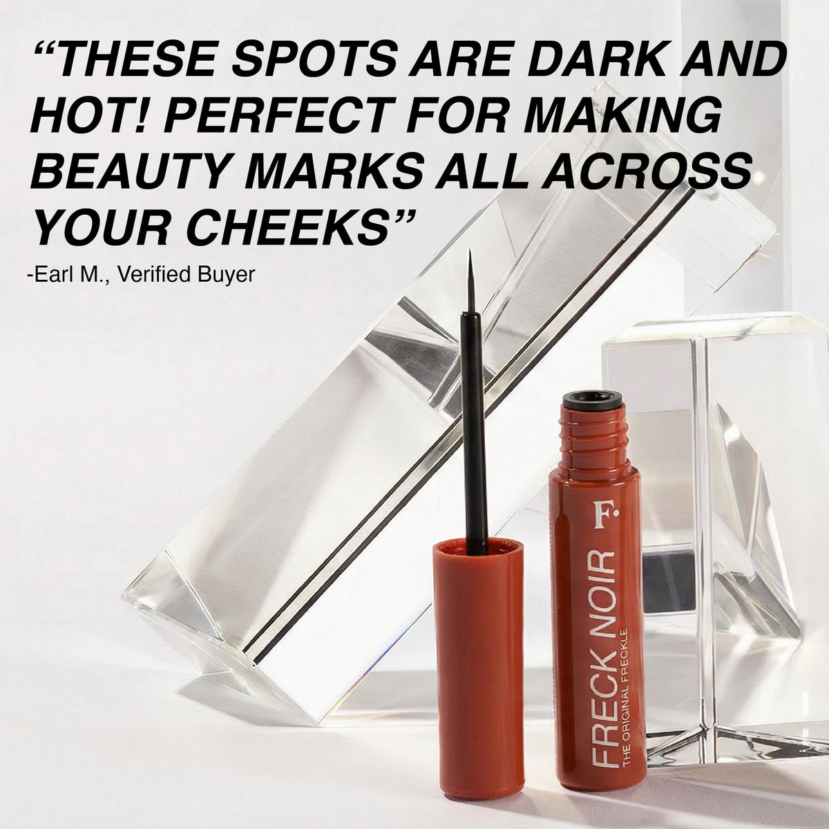 Freck Beauty NOIR lifestyle outdoor portrait with freckles adding sun-kissed effect