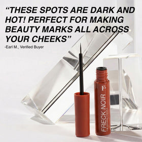 Freck Beauty NOIR lifestyle outdoor portrait with freckles adding sun-kissed effect