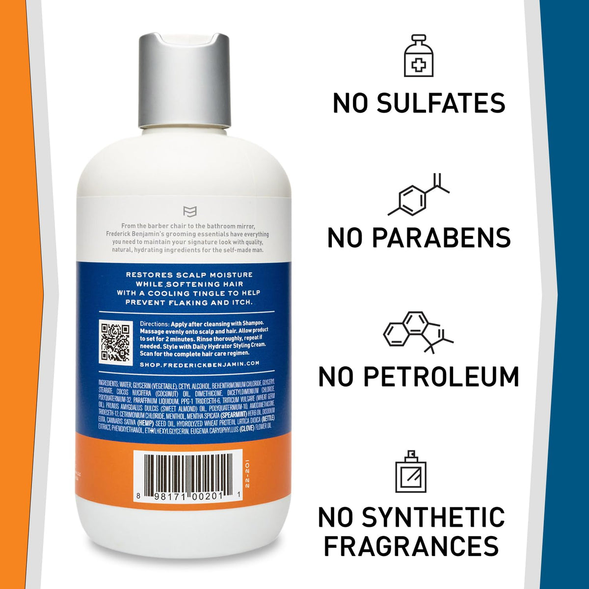 Frederick Benjamin conditioner being applied to wet hair showing detangling and hydration