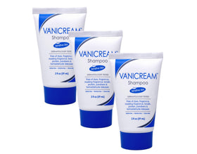 Free & Clear front packaging showing travel shampoo pack and ingredient simplicity for sensitive scalps