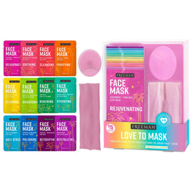 Freeman front packaging showing full 14-piece mask kit and benefits