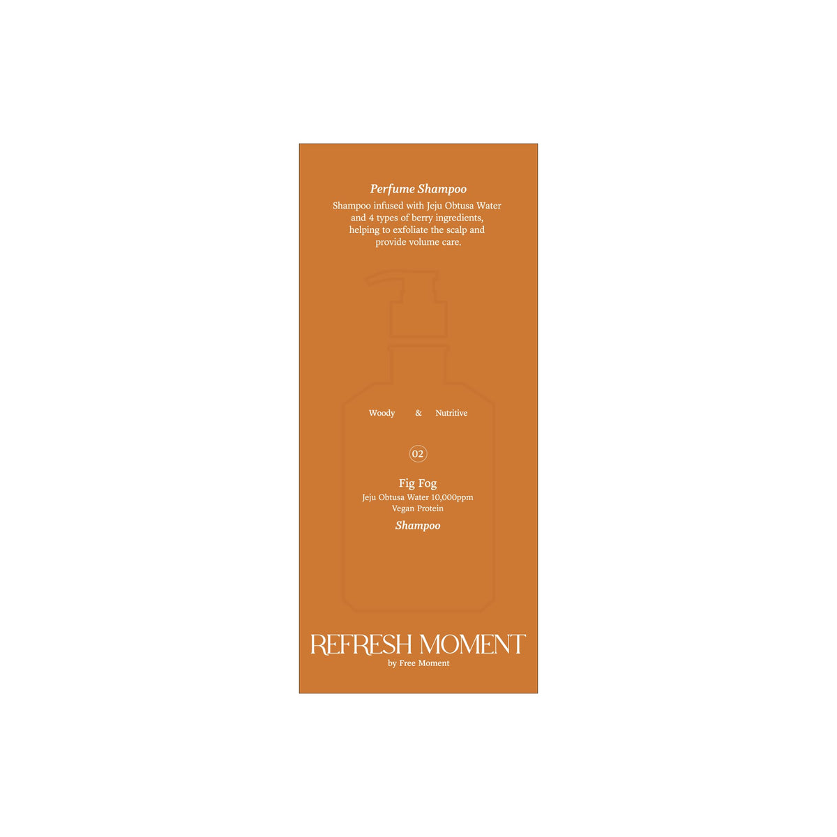 FREEMOMENT bottle close-up label highlighting vegan ingredients and mild surfactants